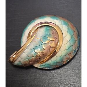 Vintage Enamel Mermaid Scale Snake Brooch